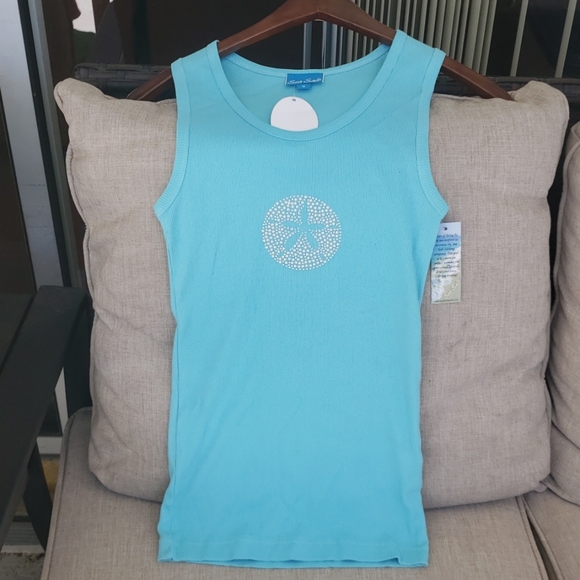 NWT TURQ TANK W/SANDOLLAR SIZE SMALL - Picture 1 of 6